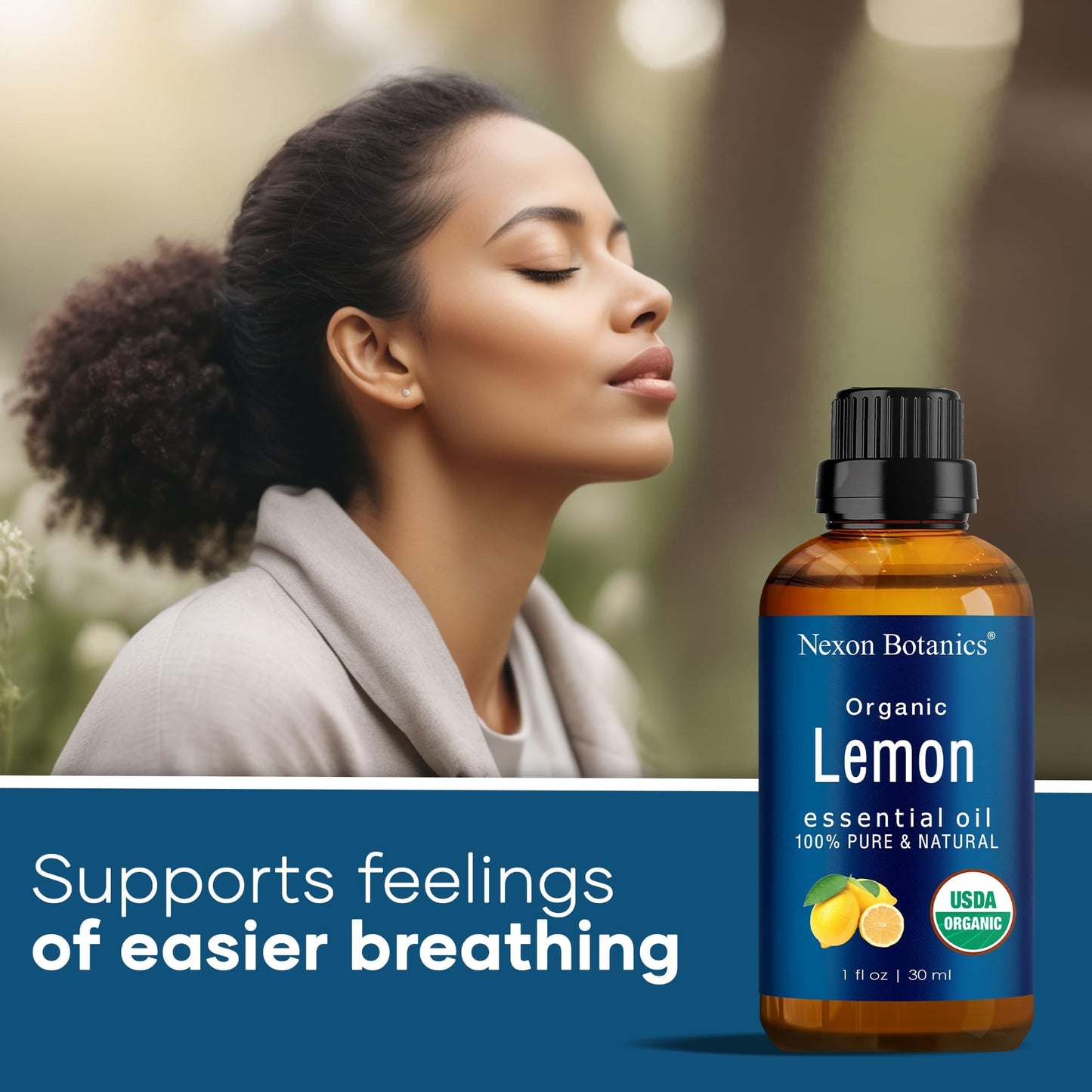 Organic Lemon Essential Oil 30 ml – Nexon Botanics | Pure, Natural, Undiluted Lemon Oil for Aromatherapy, Diffusers, DIY, Candles & Soaps
