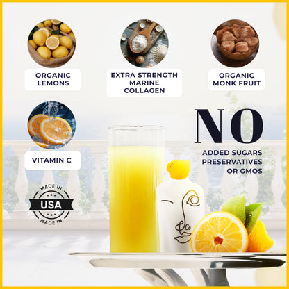 LEMON & CO. Liquid Collagen for Women – 5000mg Marine Collagen, Organic Lemon & Vitamin C
