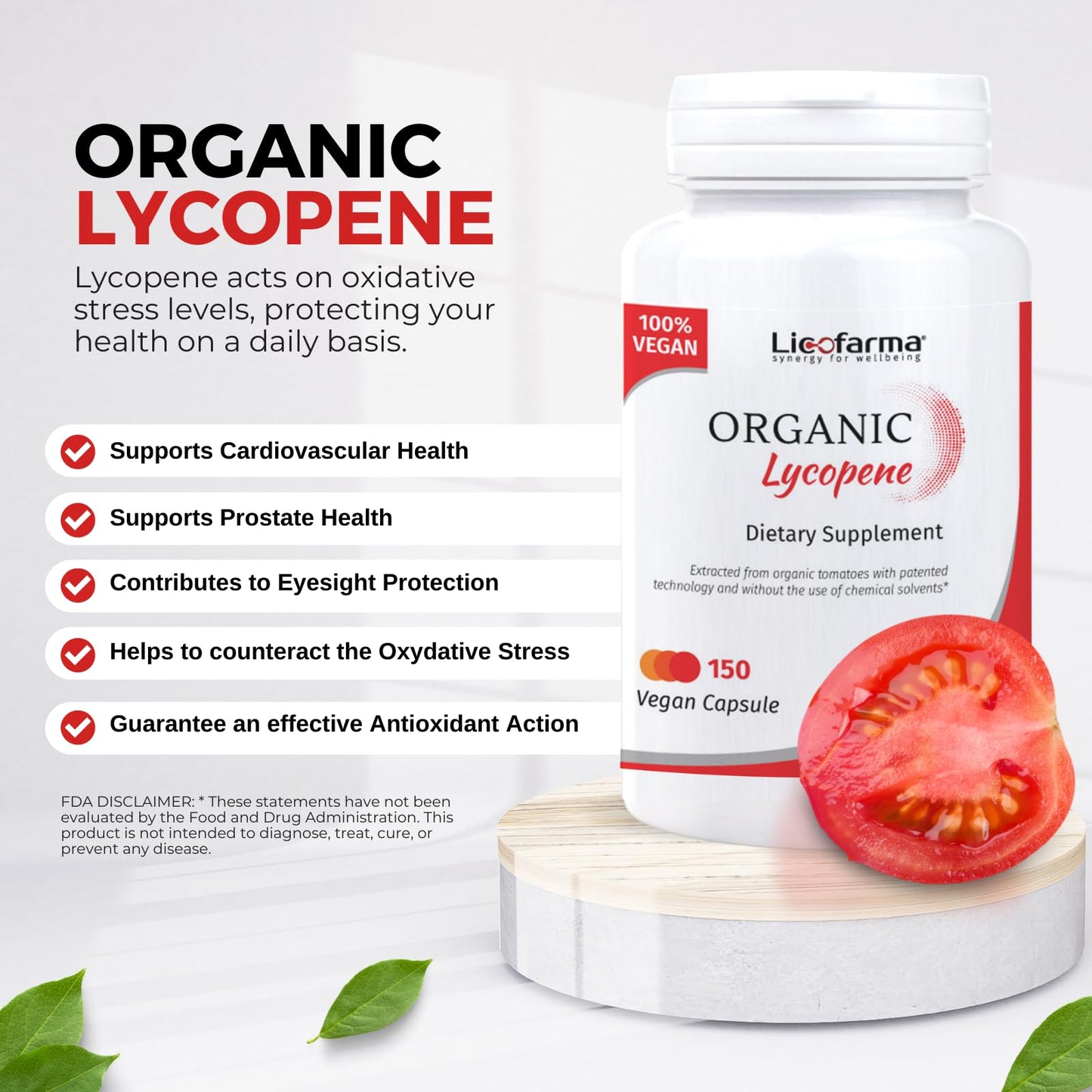 Organic Lycopene | Antioxidant Natural Supplement | with Organic Lycopene from Tomato | 150 Capsule Pack