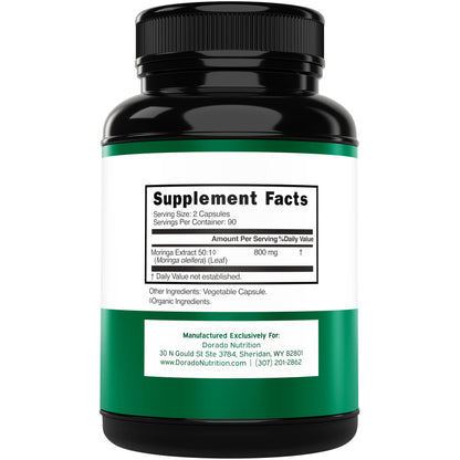 Organic Moringa Capsules 40,000mg | 180 Capsules | 3 Month Supply | Vegan, Non-GMO, USA Made