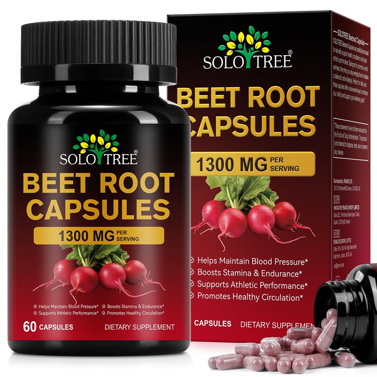 Beet Root Capsules | Beet Root Powder Supplement (60 Capsules) – Non-GMO & Gluten Free