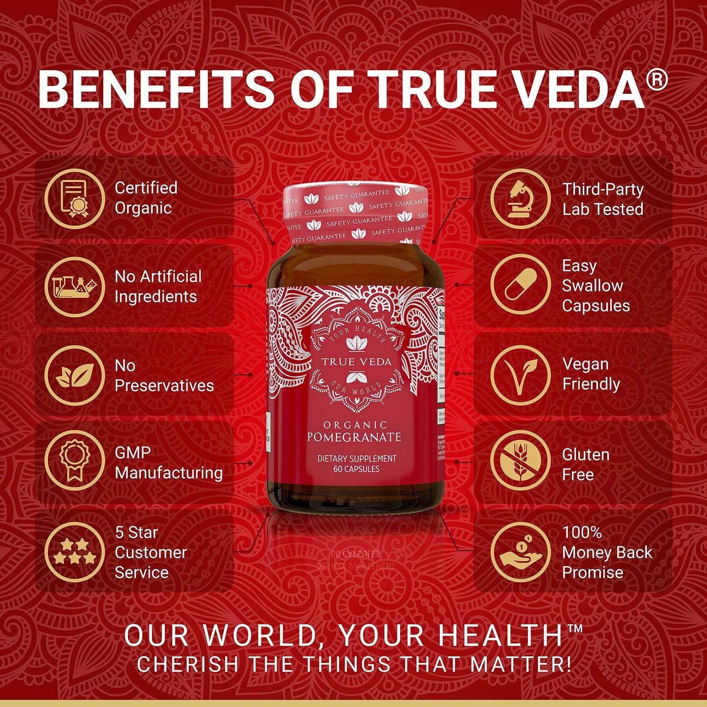 True Veda Organic Pomegranate Extract Supplement – USDA Organic, 60 Vegan Capsules