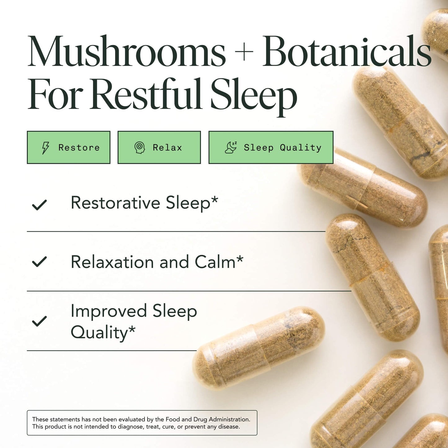Mushroom Sleep Supplement — Reishi, Passionflower & Hops | 100% USDA Organic, Vegan, 120 Caps