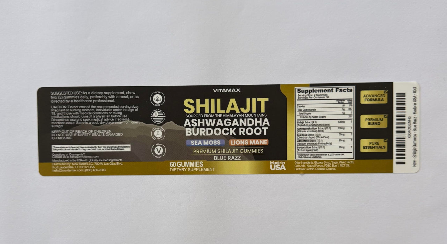 Vitamax Organic Shilajit Gummies with Sea Moss & Ashwagandha – 105+ Minerals, 60 Count