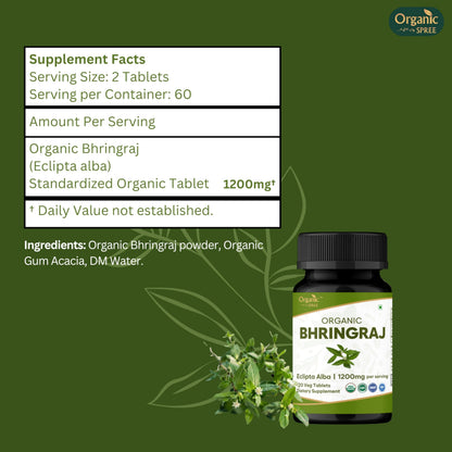 Organic Spree Bhringraj 120 Tablets – USDA Organic Certified | Ayurvedic Hair Care
