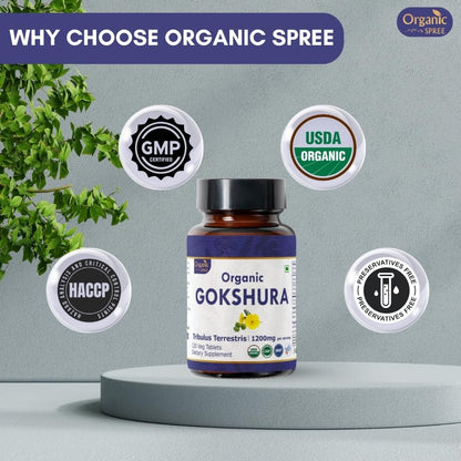 Organic Spree Gokshura 120 Tablets – Tribulus Terrestris | USDA Organic Certified