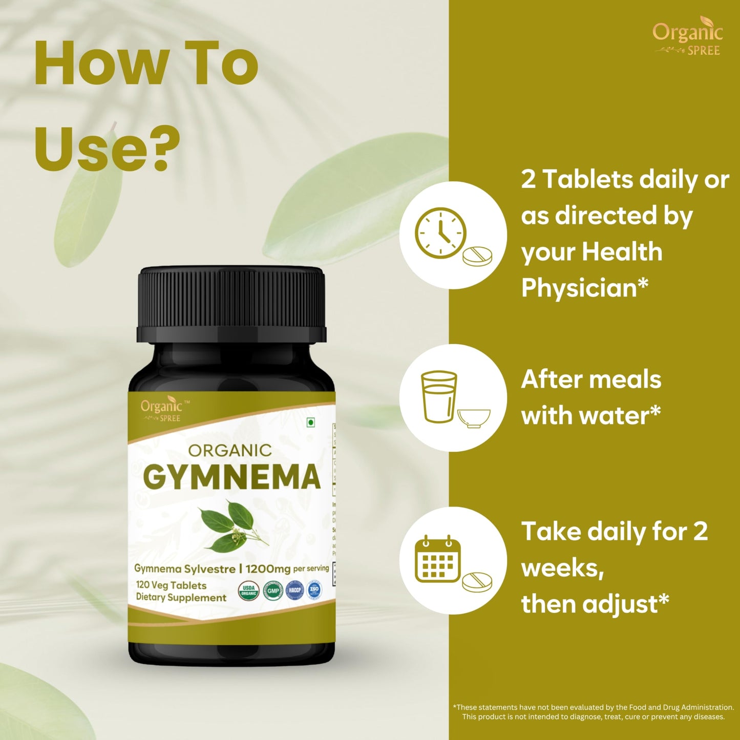 Organic Spree Gymnema 120 Tablets – USDA Organic Gymnema Sylvestre