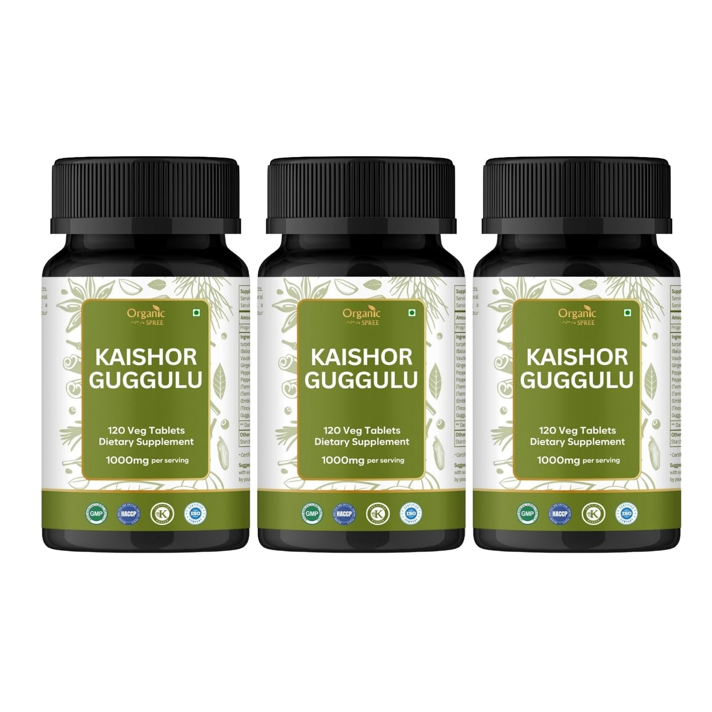 ORGANIC SPREE Kaishor Guggulu 120 Tablets – Supports Healthy Joints, Ayurvedic Formulation, Certified Vegetarian