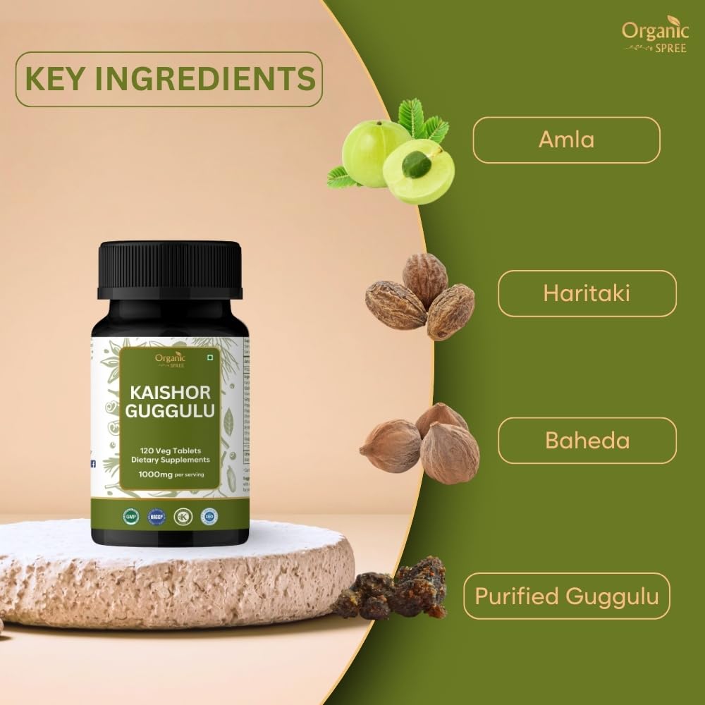 ORGANIC SPREE Kaishor Guggulu 120 Tablets – Supports Healthy Joints, Ayurvedic Formulation, Certified Vegetarian