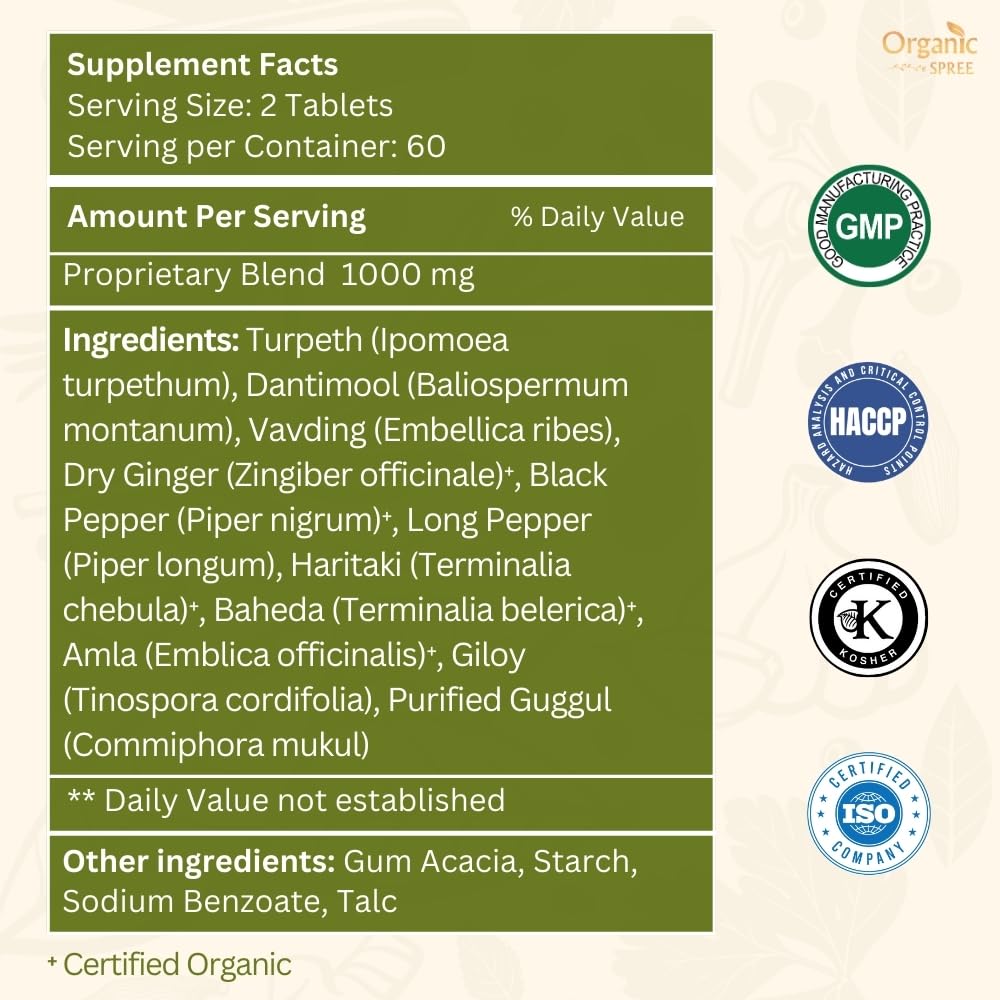 ORGANIC SPREE Kaishor Guggulu 120 Tablets – Supports Healthy Joints, Ayurvedic Formulation, Certified Vegetarian
