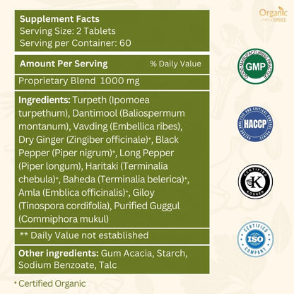 ORGANIC SPREE Kaishor Guggulu 120 Tablets – Supports Healthy Joints, Ayurvedic Formulation, Certified Vegetarian