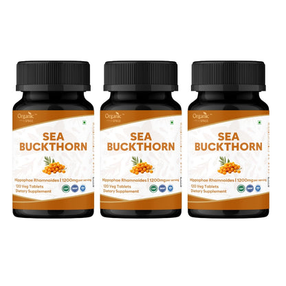 Organic Spree Sea Buckthorn 120 Tablets – Hippophae Rhamnoides – Omega 7 for Skin, Immunity & Wellness* – Pack of 3