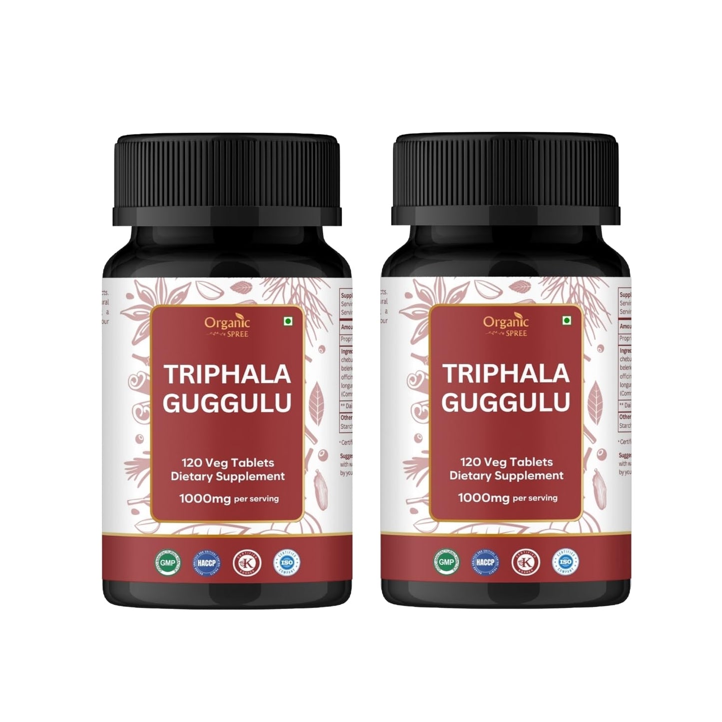 Organic Spree Triphala Guggulu 120 Tablets | Gut Health & Digestive Support - Ayurvedic, Vegetarian
