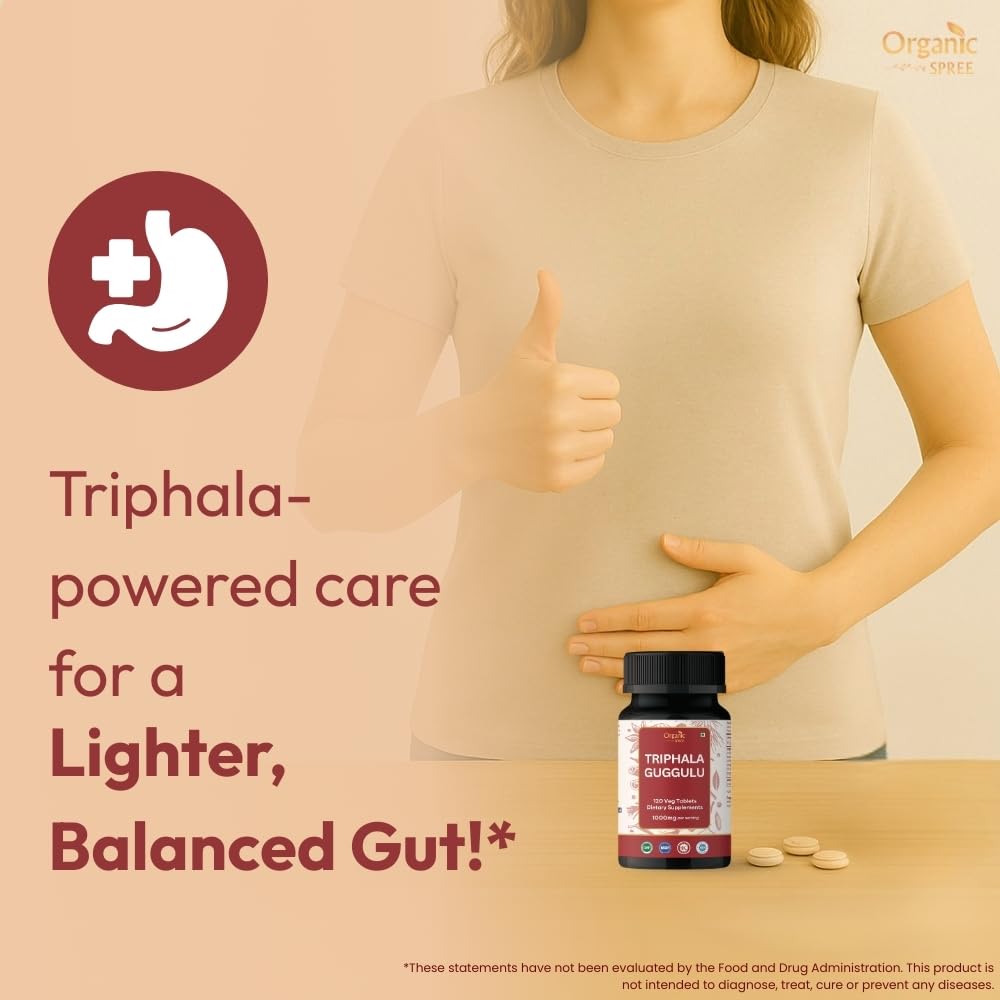 Organic Spree Triphala Guggulu 120 Tablets | Gut Health & Digestive Support - Ayurvedic, Vegetarian