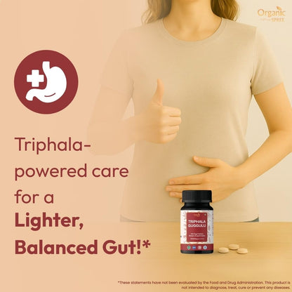 Organic Spree Triphala Guggulu 120 Tablets | Gut Health & Digestive Support - Ayurvedic, Vegetarian