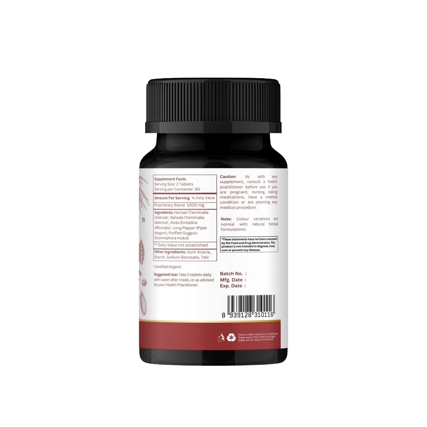 Organic Spree Triphala Guggulu 120 Tablets | Gut Health & Digestive Support - Ayurvedic, Vegetarian