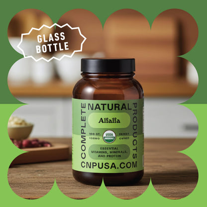 Pure Alfalfa Leaf Capsules 450mg - 100 Vegan, Organic | Complete Natural Products