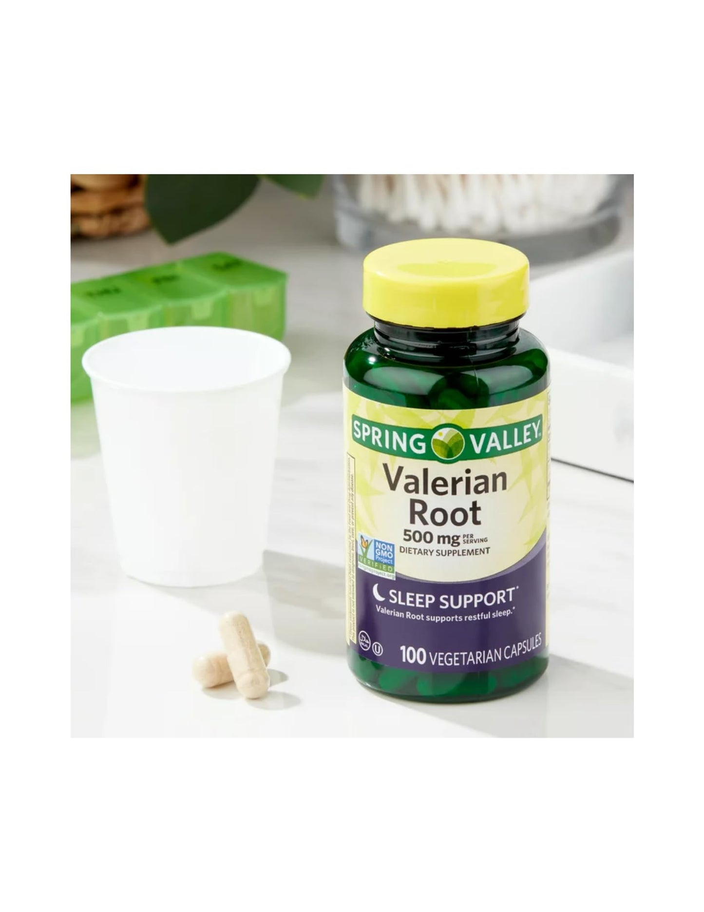 Spring Valley Valerian Root Capsules 500 mg, 100 Count + STS Sticker | NON-GMO & Gluten Free