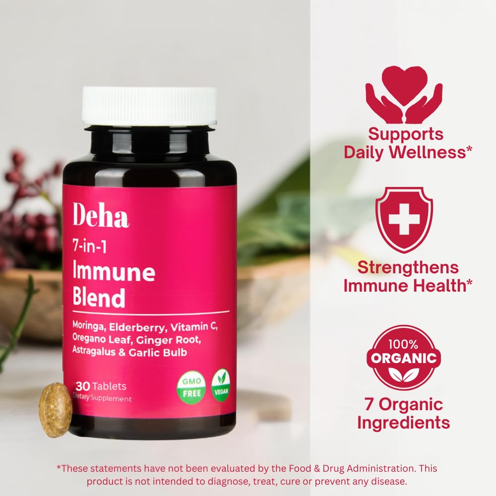 7-in-1 Immune Support Supplement – Moringa, Vitamin C, Elderberry | Vegan, Organic