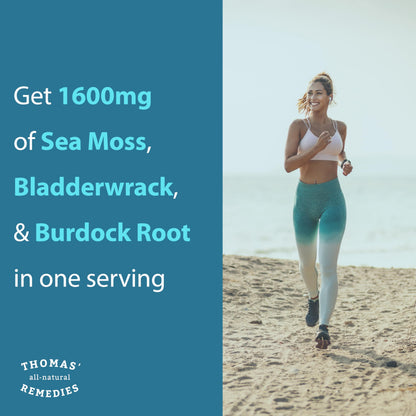 Thomas' All-Natural Irish Sea Moss Capsules with Bladderwrack & Burdock Root – Organic Sea Moss Pills (120)