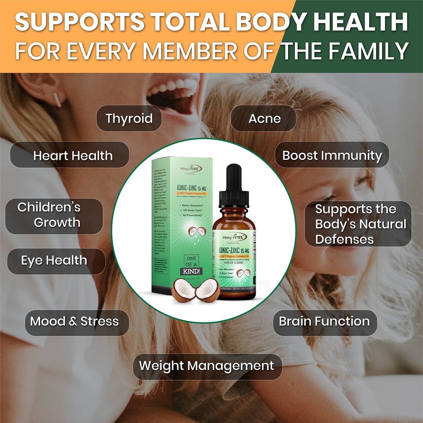 Organic Zinc Supplements for Kids, Adults - Zinc Sulfate - Liquid Zinc Supplement - Pure Ionic Zinc Drops in Coconut Oil for Immune Support, Skin - NO Preservatives & Great Taste - 100 Vegan Servings