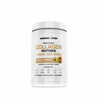 Organics Nature Vanilla Caramel Collagen Peptides with Irish Sea Moss – Organic, Non-GMO (380g)