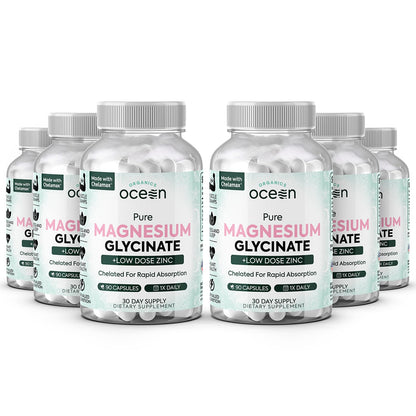 Organics Ocean Magnesium Glycinate with Zinc - Maximum Strength - 6 Bottles