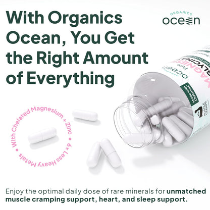 Organics Ocean Magnesium Glycinate with Zinc - Maximum Strength - 6 Bottles