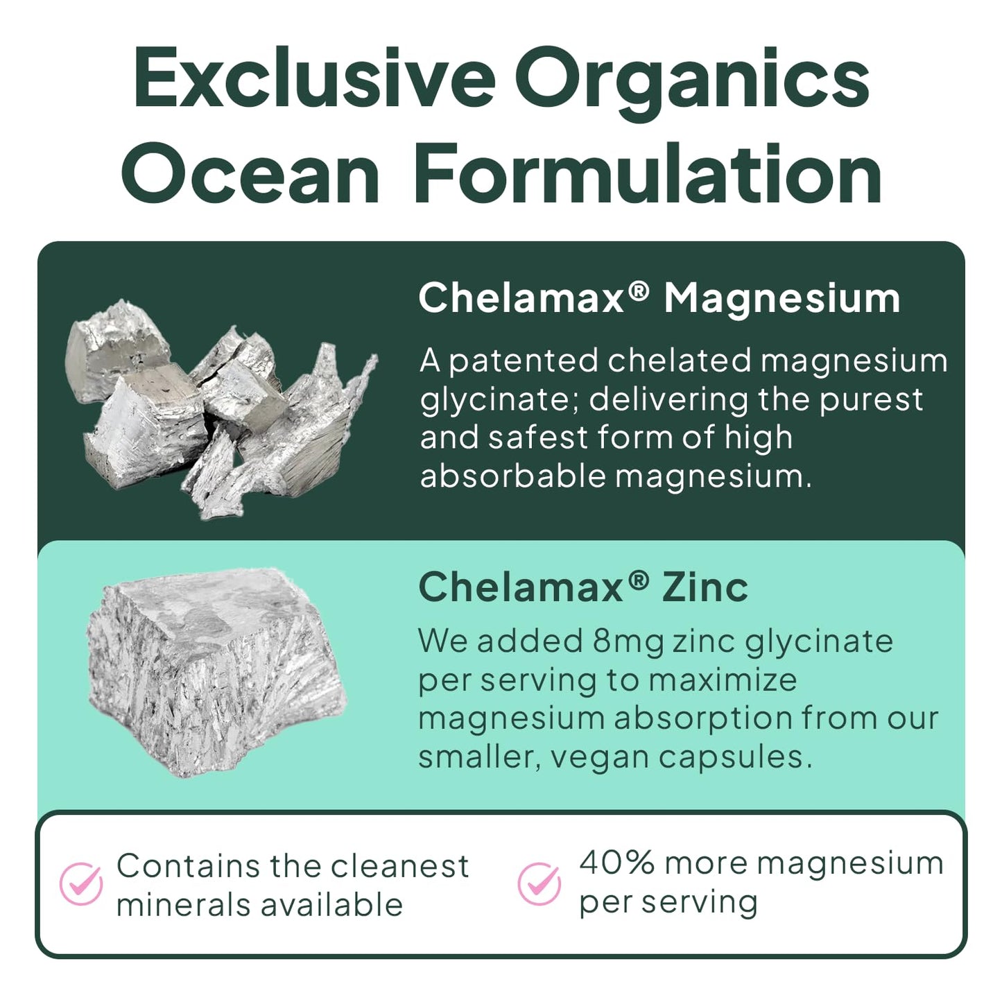 Organics Ocean Magnesium Glycinate with Zinc - Maximum Strength - 6 Bottles