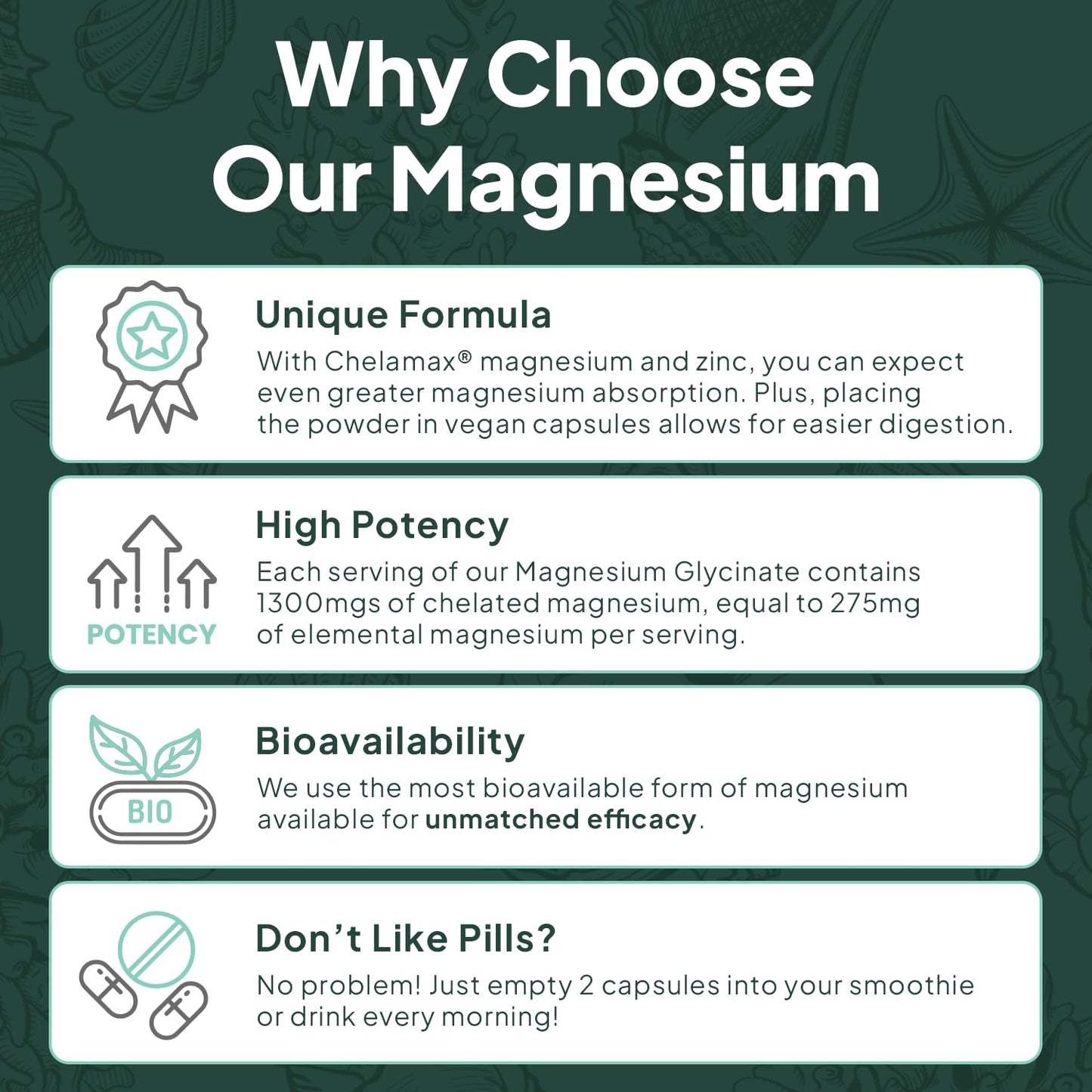 Organics Ocean Magnesium Glycinate with Zinc - Maximum Strength - 6 Bottles