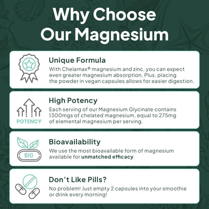 Organics Ocean Magnesium Glycinate with Zinc - Maximum Strength - 6 Bottles