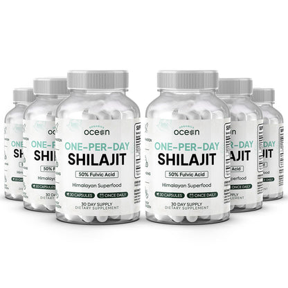Organics Ocean One-Per-Day Shilajit Capsules – Himalayan Shilajit for Hormone Support – 6 Bottles