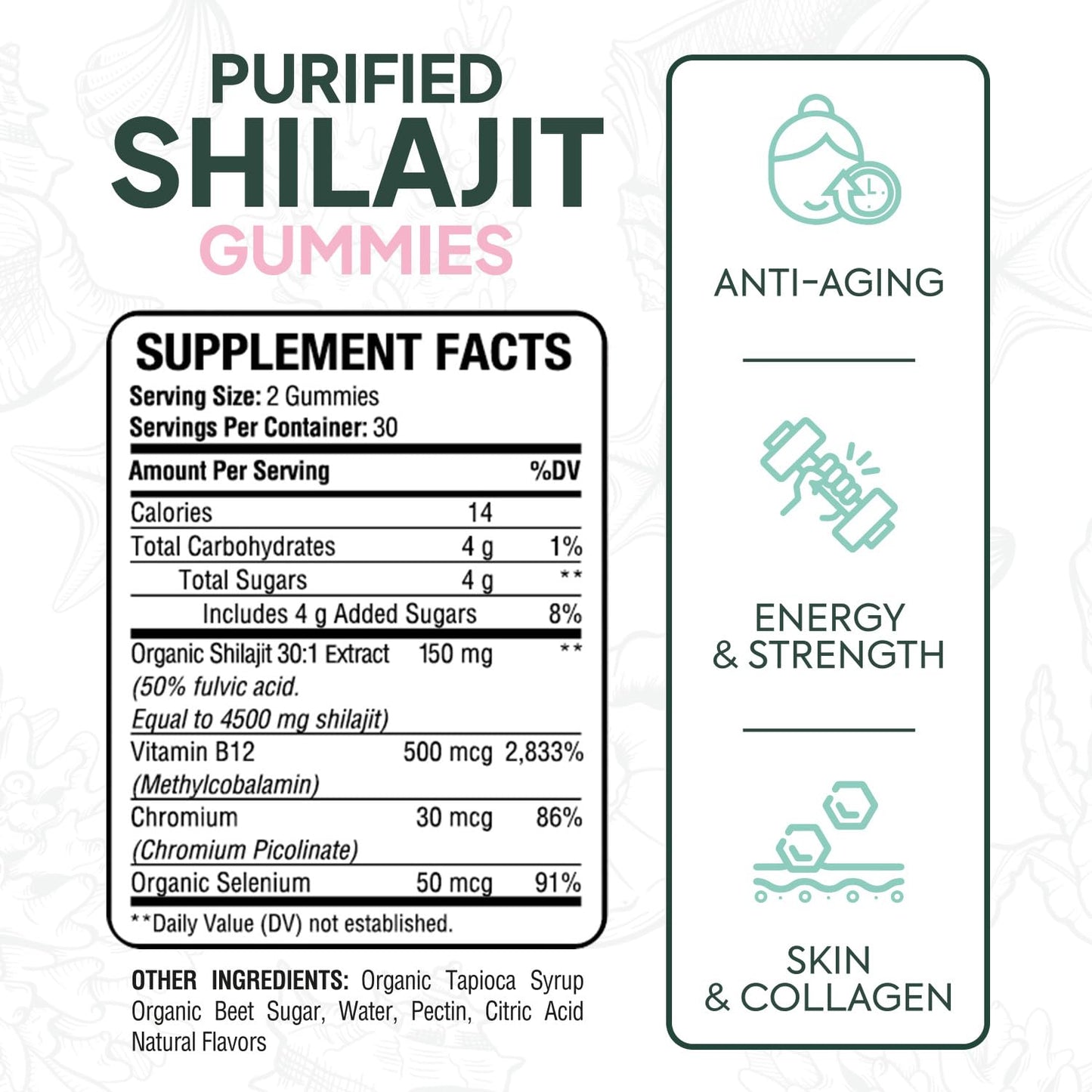 Organics Ocean Shilajit Gummies – Energy, Hormone Support & Skin Health (60 Gummies)