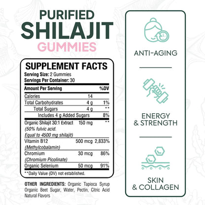 Organics Ocean Shilajit Gummies – Energy, Hormone Support & Skin Health (60 Gummies)