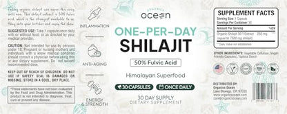 Organics Ocean One-Per-Day Shilajit Capsules – Himalayan Shilajit for Hormone Support – 6 Bottles