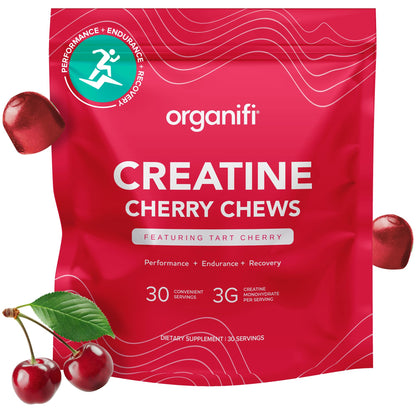 Organifi Creatine Chews - Cherry Gummies for Performance & Recovery (30-Day Supply)