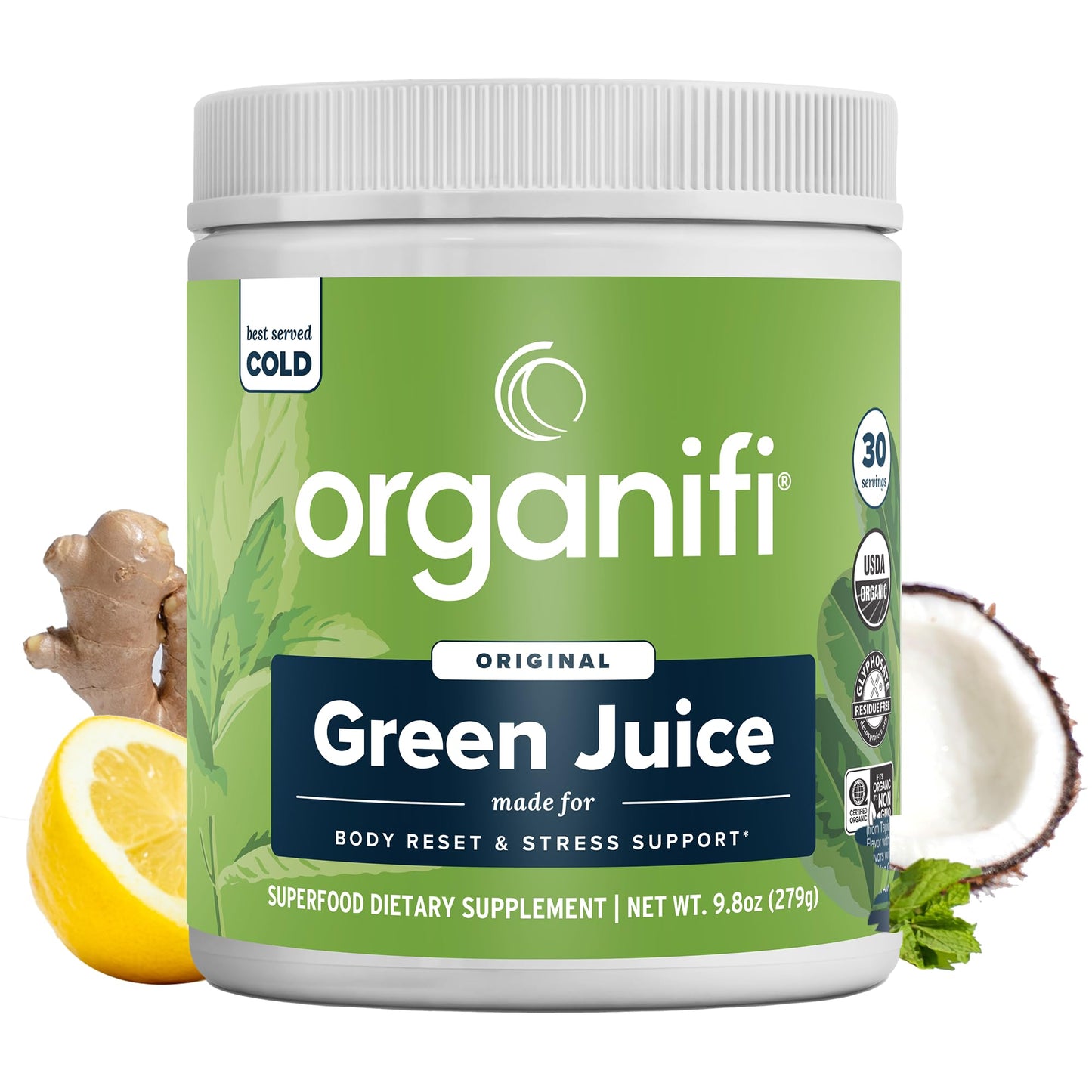 Organifi Green Juice Powder – Organic Superfoods for Energy, Cortisol Balance, Fitness Goals (30-Day Supply)