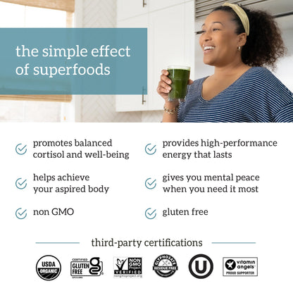 Organifi Green Juice Powder – Organic Superfoods for Energy, Cortisol Balance, Fitness Goals (30-Day Supply)
