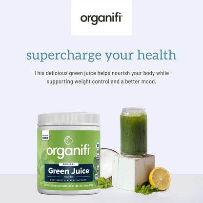 Organifi Green Juice Powder – Organic Superfoods for Energy, Cortisol Balance, Fitness Goals (30-Day Supply)