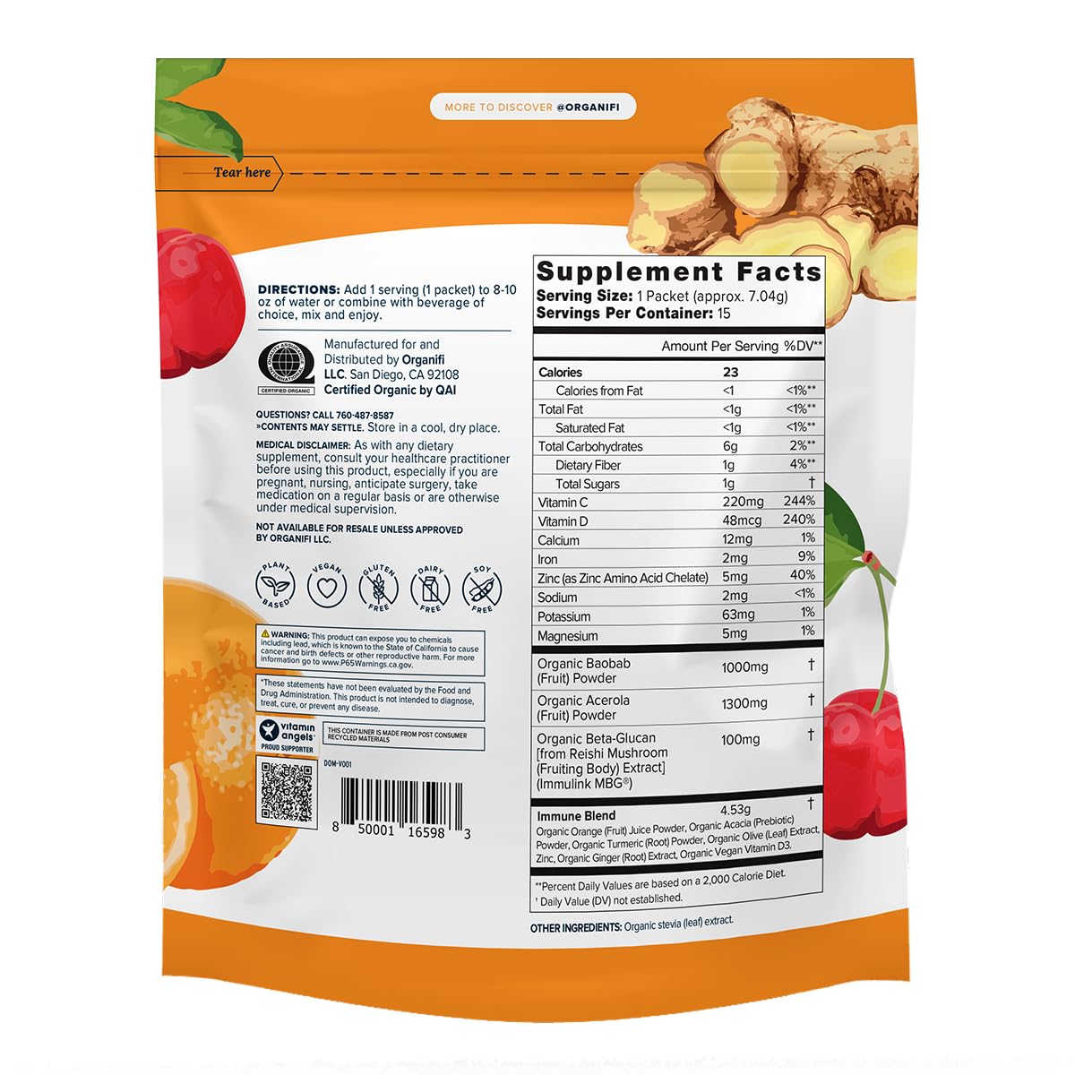 Organifi Immunity - Organic Superfood Immunity Support (15 Packets)