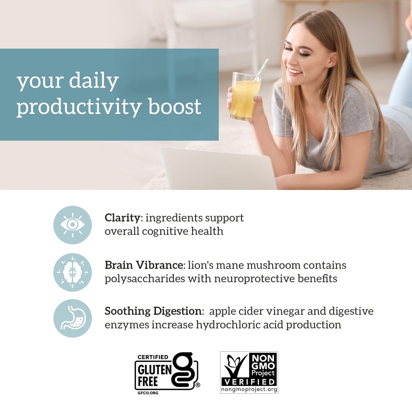 Organifi Pure – Brain Support, Focus & Clarity (Gluten-Free, Non-GMO) • 30 Servings
