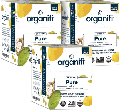 Organifi Pure Smart Packs Lemon – 3-Pack for Organic Brain & Immunity Support