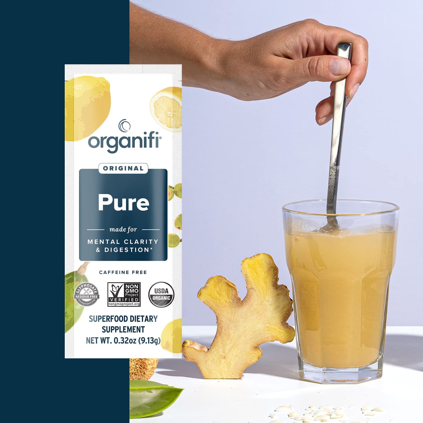 Organifi Pure Smart Packs Lemon – 3-Pack for Organic Brain & Immunity Support