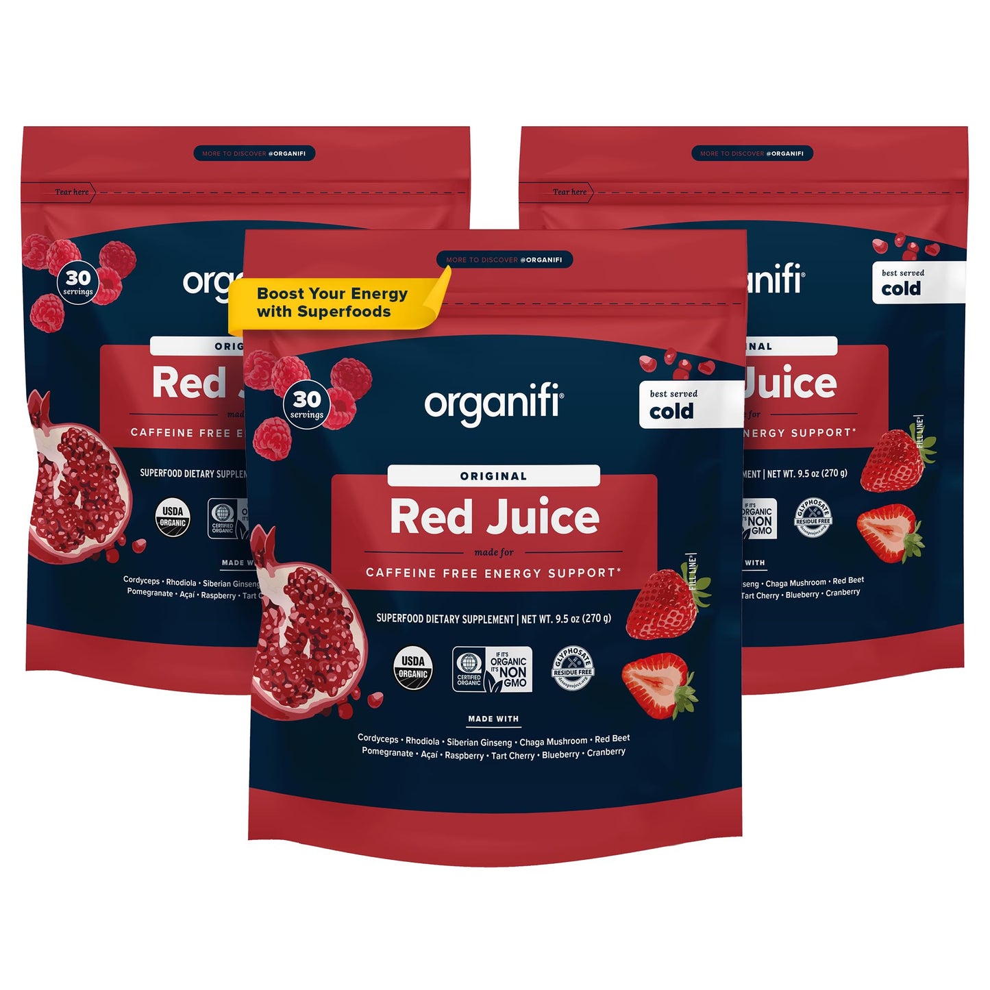 Organifi Red Juice – Energy Powder for Focus, Digestion & Immune Support | 90 Servings
