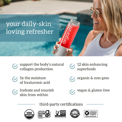 Organifi Glow - Vegan Collagen Powder for Women | Organic Flavored Water Ingredient, 30 Servings
