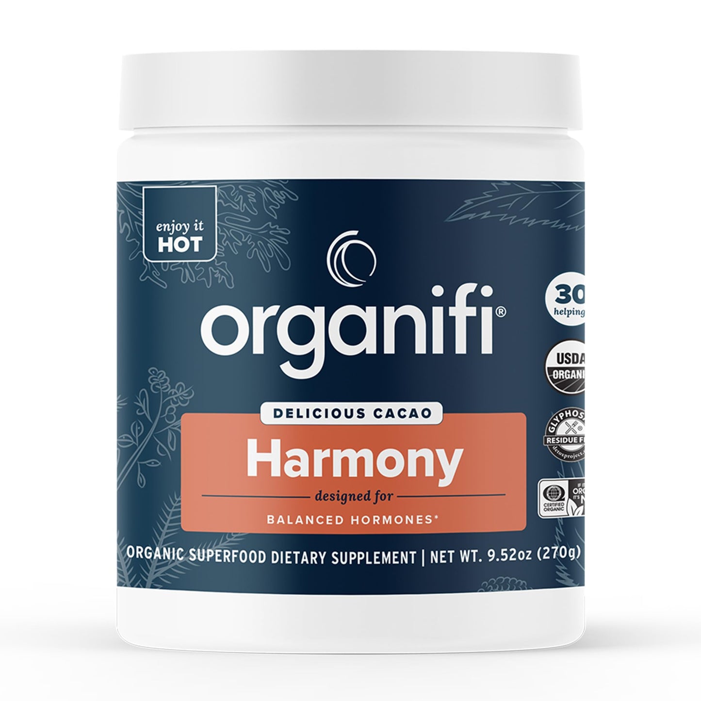 Organifi Harmony: Hormone Support for PMS Relief & Energy | Gluten Free & Vegan Cacao Powder, 30 Servings