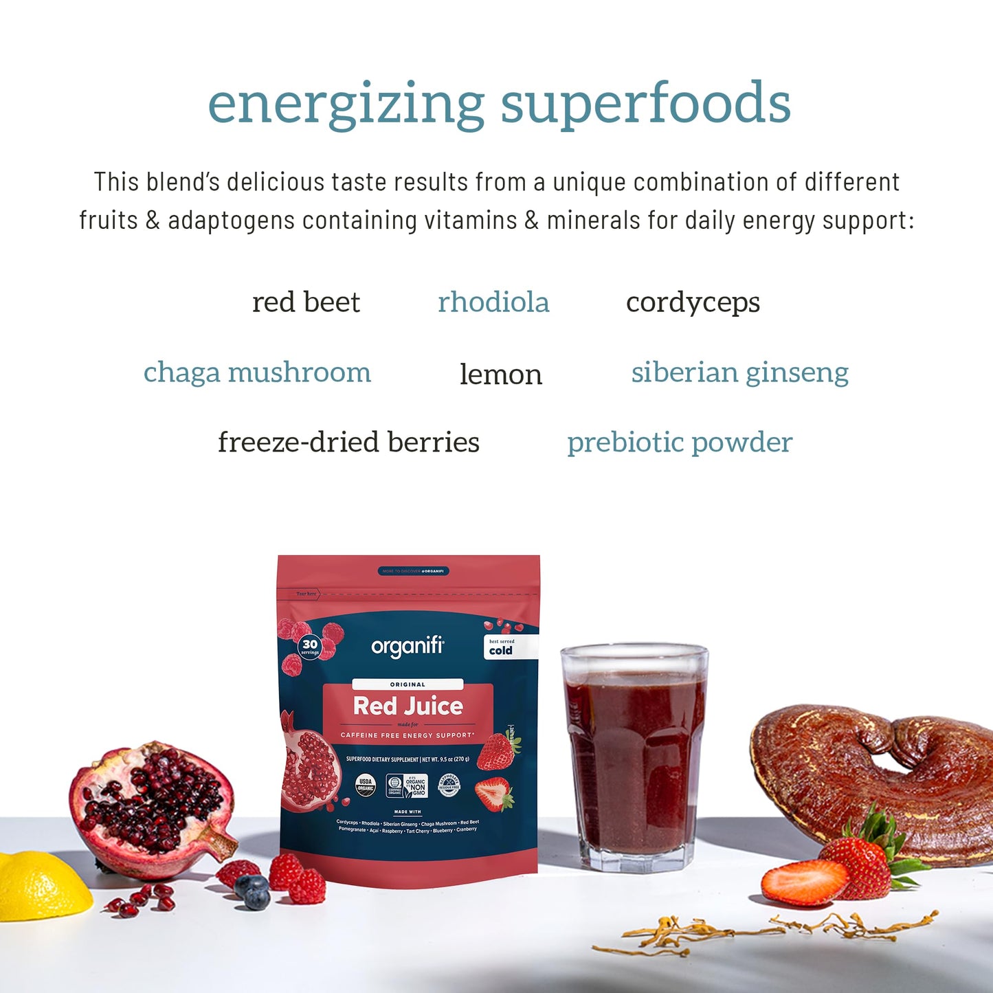 Organifi Red Juice – Energy Powder for Focus, Digestion & Immune Support | 90 Servings