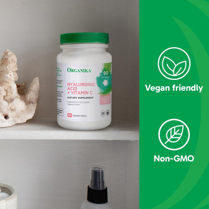 Organika Hyaluronic Acid + Vitamin C (90 Veg Capsules) – Joint Mobility & Skin Hydration
