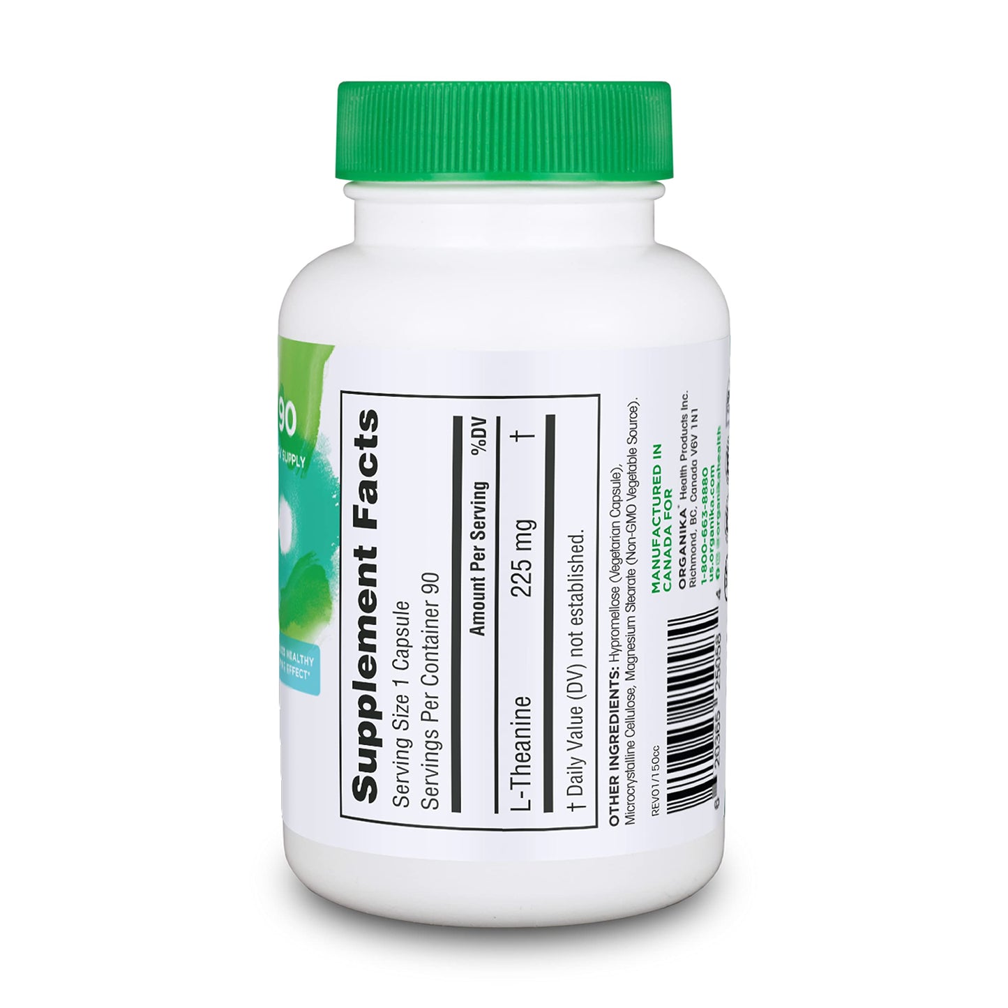 Organika L-Theanine Supplement 8 oz - 90 Capsules | 90 Day Calm & Focus