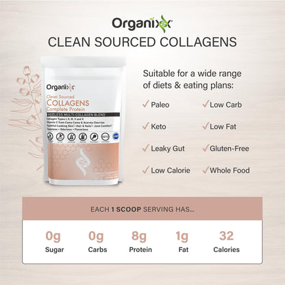 Organixx Collagen Peptides Powder with Vitamin C – Unflavored, 30 Servings
